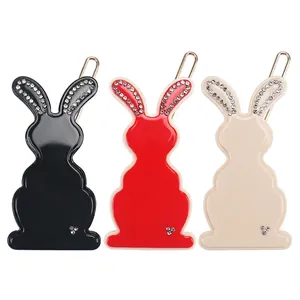 French Vintage Acetate Rabbit Hair Clip Cute Animal Side Clip With Rhinestones For Women Autumn Winter Hair Accessories