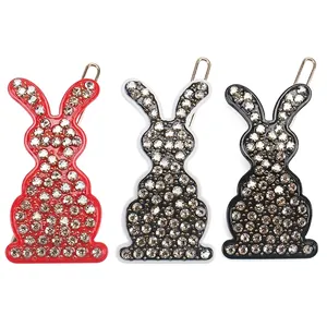 Barrette Cheveux Lapin en Acétate Vintage Pleine de Strass Épingle à Cheveux Latérale Français Élégant Animal Accessoires Cheveux Femme