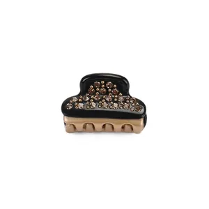 French Vintage Acetate Mini Hair Claw Clip For Women Handmade Rhinestone Crystal Hair Accessories Elegant Small Hair Clip