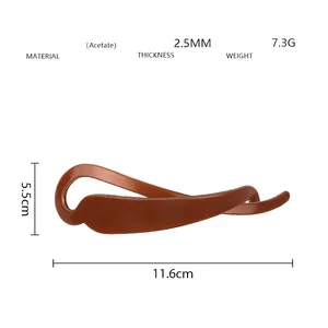 Détails du clip banane en acétate avec dimensions de 11,6 cm et épaisseur de 2,5 mm