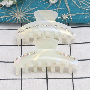 Iridescent acetate shark hair claw clips set with sparkling rhinestones for women
