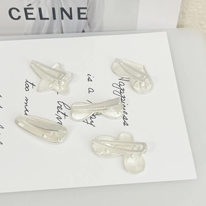 Set di 5 fermagli per capelli in metallo argentato a forma di stella e farfalla da donna