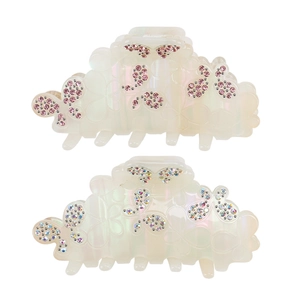 Pince à Cheveux Crabe en Acétate Irisé Élégant Papillon avec Strass Accessoires de Cheveux pour Femmes Doux Quotidien