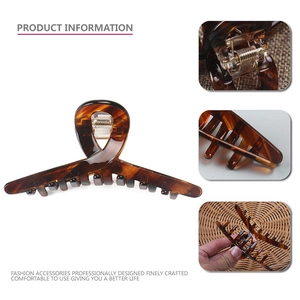 French style tortoiseshell acetate hair claw clip with golden logo for elegant hair styling