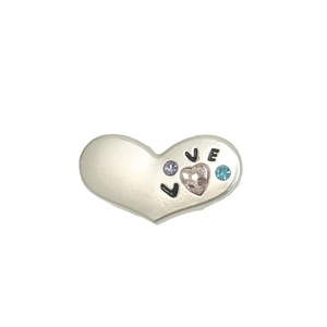 Fermaglio per capelli a cuore argento con zirconi colorati e scritta LOVE incisa