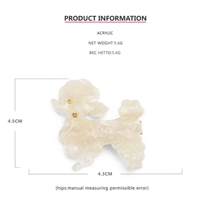 Detail of cream poodle hair clip showing acrylic texture and 4.5cm size measurement