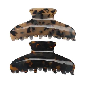 French Vintage Large Acetate Hair Claw Clip For Women Tortoiseshell Marble Pattern Elegant Shark Clip Hair Accessories