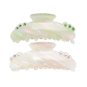 Acetate Rhinestone Hair Claw Clip For Women Large Pearlescent Elegant Shark Clip Daily Hair Accessory For Thick Hair