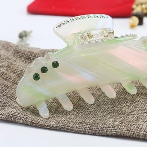 Colorful acetate shark hair claw with rhinestones for summer hairstyle accessories