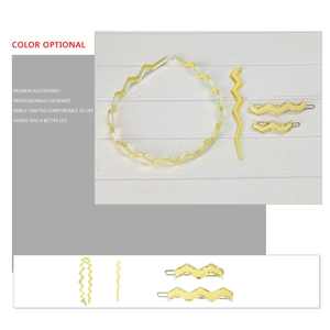 Yellow lightning wavy hair accessory set including headband, hairpin and hair stick