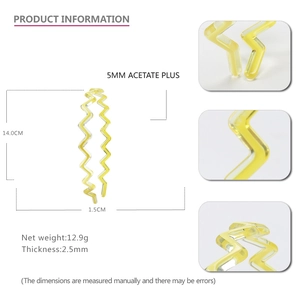 Yellow acetate wavy headband featuring a luxury lightning zigzag design for hair styling