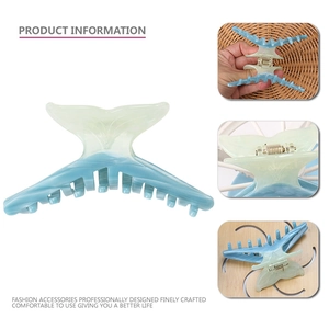 Fishtail shaped gradient blue hair claw clip for thick hair with elegant acetate finish