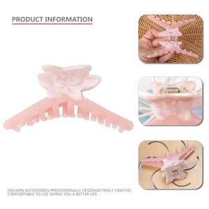 Pink marble texture butterfly hair claw clip with gold spring for women summer hairstyles