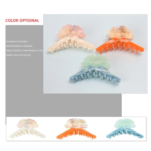 Set de pinces à cheveux fleur en acétate pour cheveux épais en rose, orange et bleu