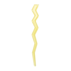 Close-up of bright yellow lightning wave hair clip made of polished acetate resin