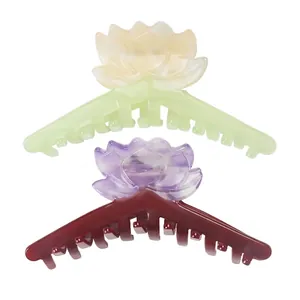 Grande Pince à Cheveux Fleur de Lotus Élégante Épingle en Acétate Style Frais Pince Requin pour Femmes Accessoires Coiffure
