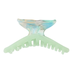 Jelly color fishtail hair claw clip with blue marble acetate and mint green shark clip