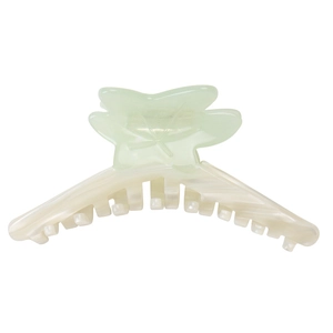 Elegant maple leaf shark clip with pearly white base and translucent green leaf design