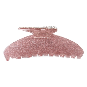 Pince à cheveux papillon en acrylique rose pailleté avec strass pour femmes élégantes