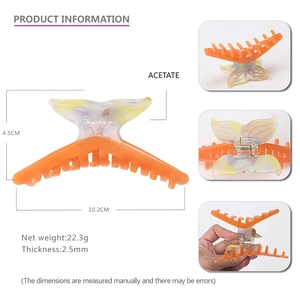 Jelly color fishtail acetate hair claw clip with detailed size dimensions 10.2cm