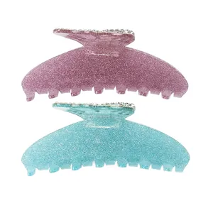 Grande Pince à Cheveux Ailes de Papillon en Acrylique Avec Paillettes et Ornement en Strass Accessoires Cheveux Mode pour Femmes