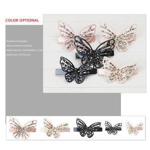 Sparkling crystal butterfly hair clip set in five colors for elegant half-tied hairstyles