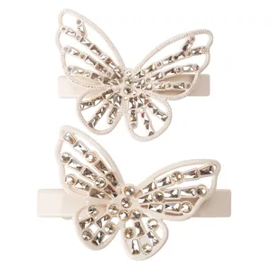 Luxury Acetate Butterfly Hair Clip French Retro Elegant Rhinestone Crystal Hair Barrettes For Women Wedding Banquet Jewelry