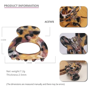 Pinza per capelli retrò in acetato leopardato con piccolo design geometrico vuoto donna