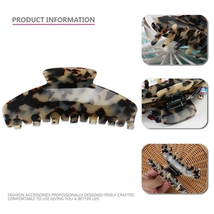 French vintage leopard print large hair claw clip with strong metal spring for women