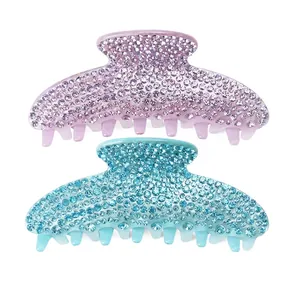Large Acrylic Hair Claw Clip Full Rhinestone Shark Clip Elegant Geometric Hair Accessory For Women Daily Party Hairpin