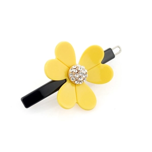 Y2K-Stil süße gelbe Blumen-Haarklammer mit glitzernden weißen Strasssteinen für Damen