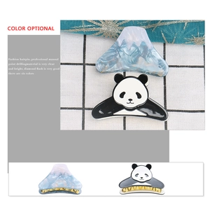 Pinces à cheveux design Panda et Mont Fuji avec texture marbrée et paillettes