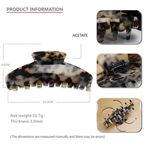 French vintage large leopard print acetate hair claw clip for elegant women hairstyles