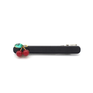 Barrette à cheveux avec cerise en cristal et base rectangulaire noire pour femmes