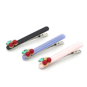 Barrette à Cheveux en Acétate Cerise Douce pour Femmes Pince à Bec en Alliage Strass Bijoux de Cheveux Polyvalents