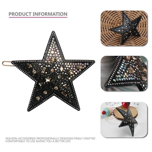 Pince à cheveux étoile en acétate avec strass multicolores et support doré brillant