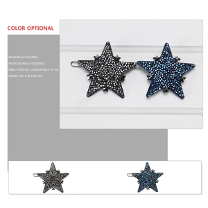 Barrette en forme d'étoile avec cristaux en gris foncé et dégradé de bleu élégant