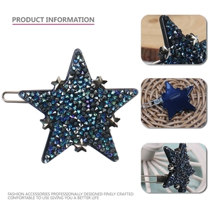 Barrette en forme d'étoile avec cristaux bleu marine et base en acétate pour femme