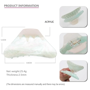 Detailed size specifications of the acrylic gradient marble hair claw clip with spring view