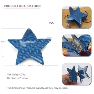 Pince à cheveux en forme d'étoile avec texture denim bleu marine pour femmes