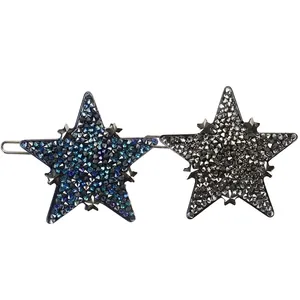 Barrettes à Cheveux Étoile en Acétate pour Femmes Épingles à Cheveux Latérales Ornées de Strass Brillants Accessoires de Coiffure Étoile pour Fête Quotidienne