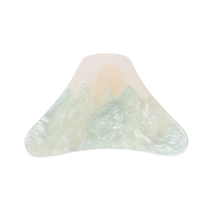 Fuji mountain hair claw clip with cream and blue-green color splicing and gold glitter
