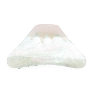 Detail of Mt. Fuji claw clip with marble texture, pearlescent finish and fine glitter