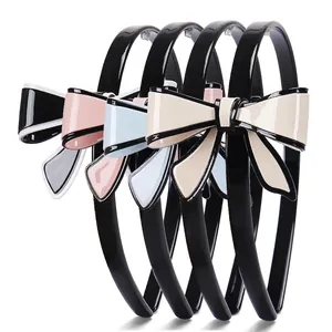 Elegante Cerchietto con Fiocco in Acetato per Donna Stile Francese Tinta Unita Denti Antiscivolo Cerchietto per Capelli Vintage Festa Accessori Quotidiani