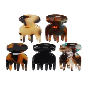 Five-piece acetate hair claw set in tortoiseshell and solid colors for women and girls