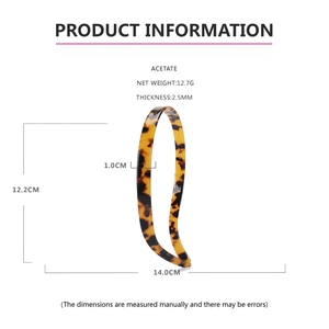 Detailed size specifications and technical dimensions of the leopard acetate headband