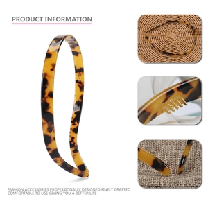 Tortoiseshell leopard print wavy resin headband with non-slip teeth for women
