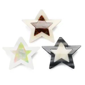Fashion Acetate Star Hair Claw Clip For Women European Style Double Layer Star Shark Hair Clip Sweet Cool Dopamine Hair Accessories