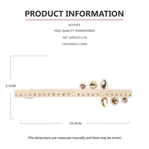 Spécifications de taille détaillées de la barrette en acétate crème avec strass et poids