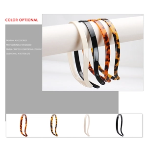 Set of 4 minimalist leopard print and solid color acetate skinny headbands for women